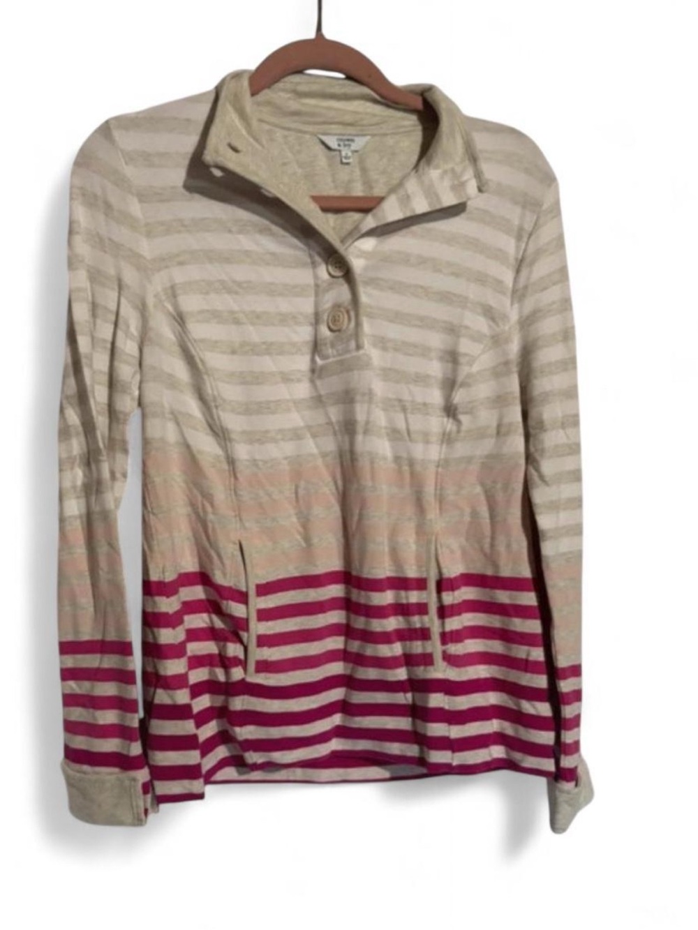 Crown & Ivy Preppy Colorblock Striped Button Sweatshirt Small